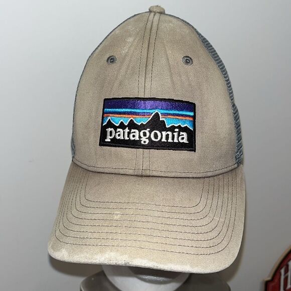 Worn Gray & Creme Patagonia Ventura unisex SnapBack Mesh Trucker Cap Hat - Picture 1 of 4